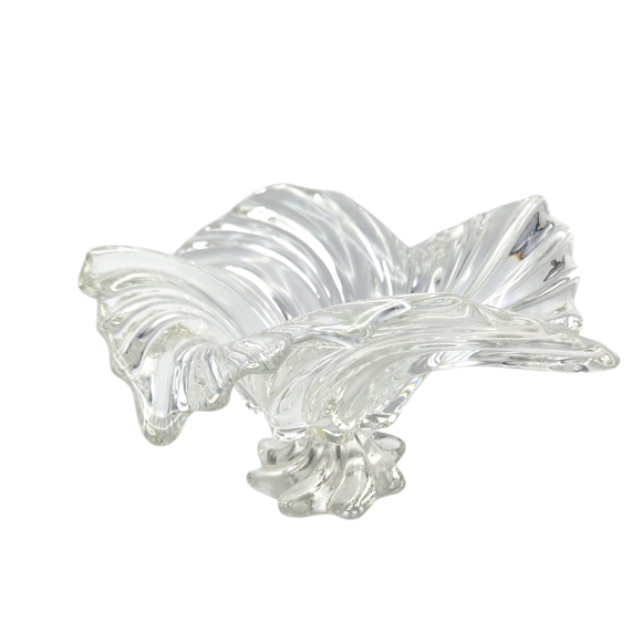 Vintage MIKASA Belle Epoque Swirl Wave Footed Lead Crystal Fruit Bowl German